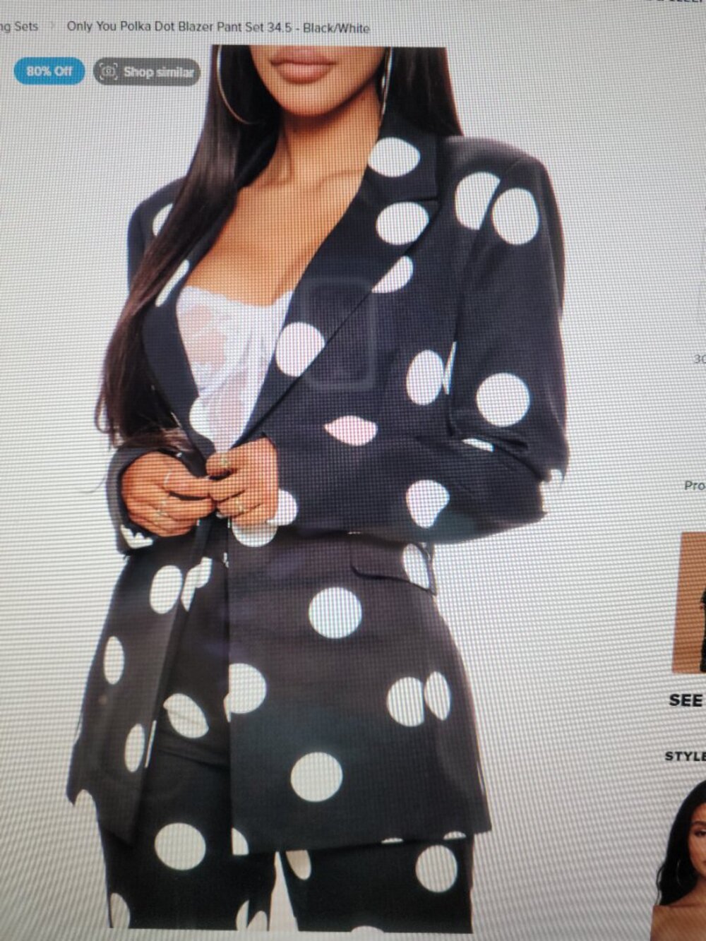Fashion Nova Black & White Polka Dot PANT SUIT NEW WITH TAG SIZE L - Picture 15 of 16